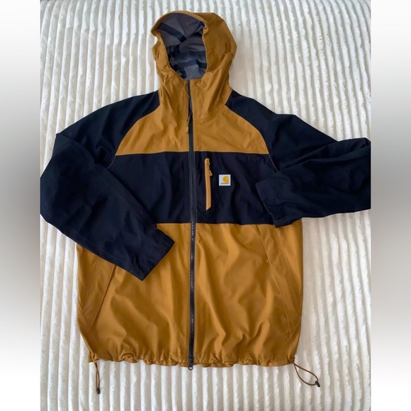 Carhartt Other - Men’s Carhartt Storm Defender Rain Lightweight Tan/Black Jacket Large EUC!!!